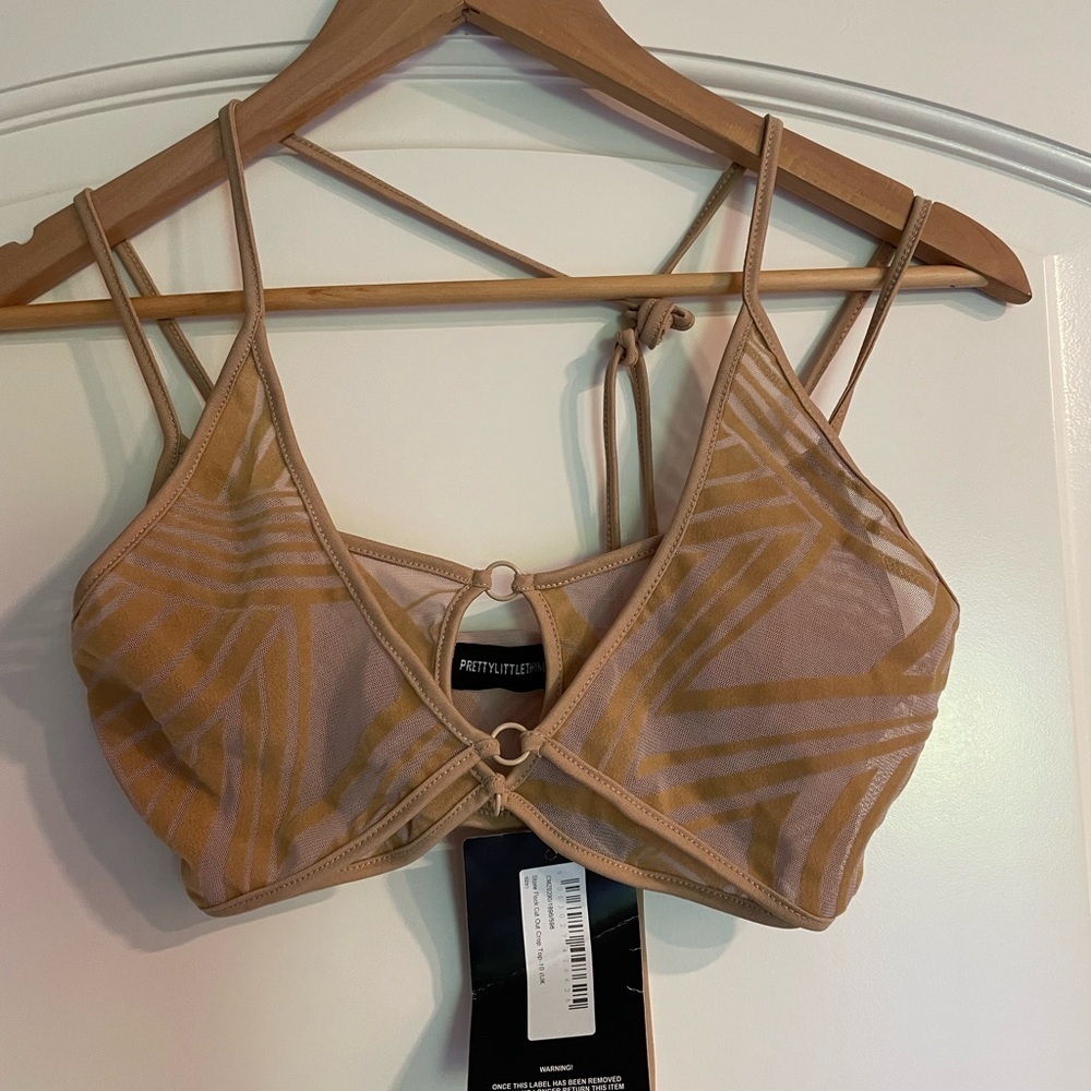 PrettyLittleThing Beige Patterned Bralette NEW
